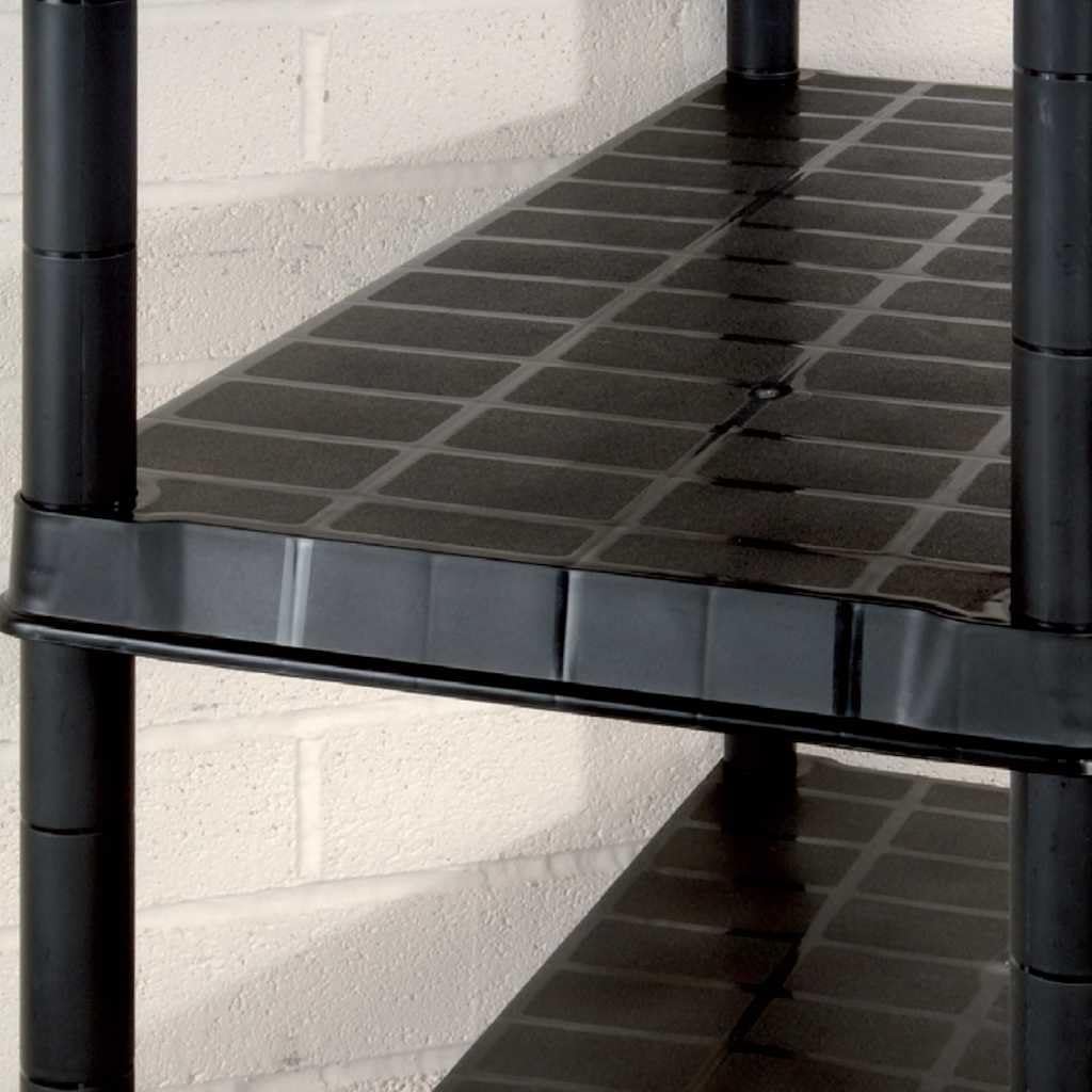 Scaffale in plastica a 5 ripiani, per carichi pesanti, 91,5 x 45,7 x 185 cm, colore nero, per cantina, garage, dispensa