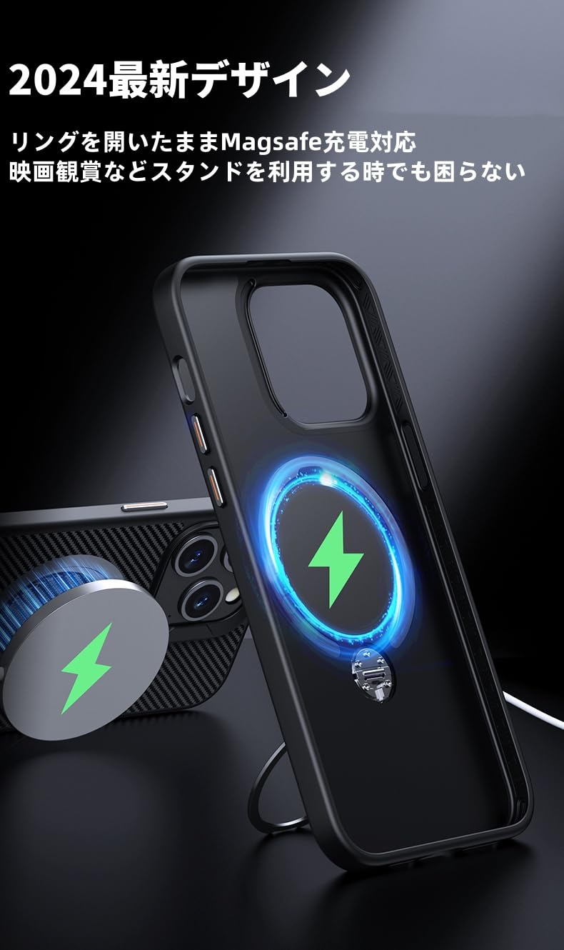 Amazon.co.jp: 2024新登場 ダブルリング iPhone16Pro ケース 定点360度