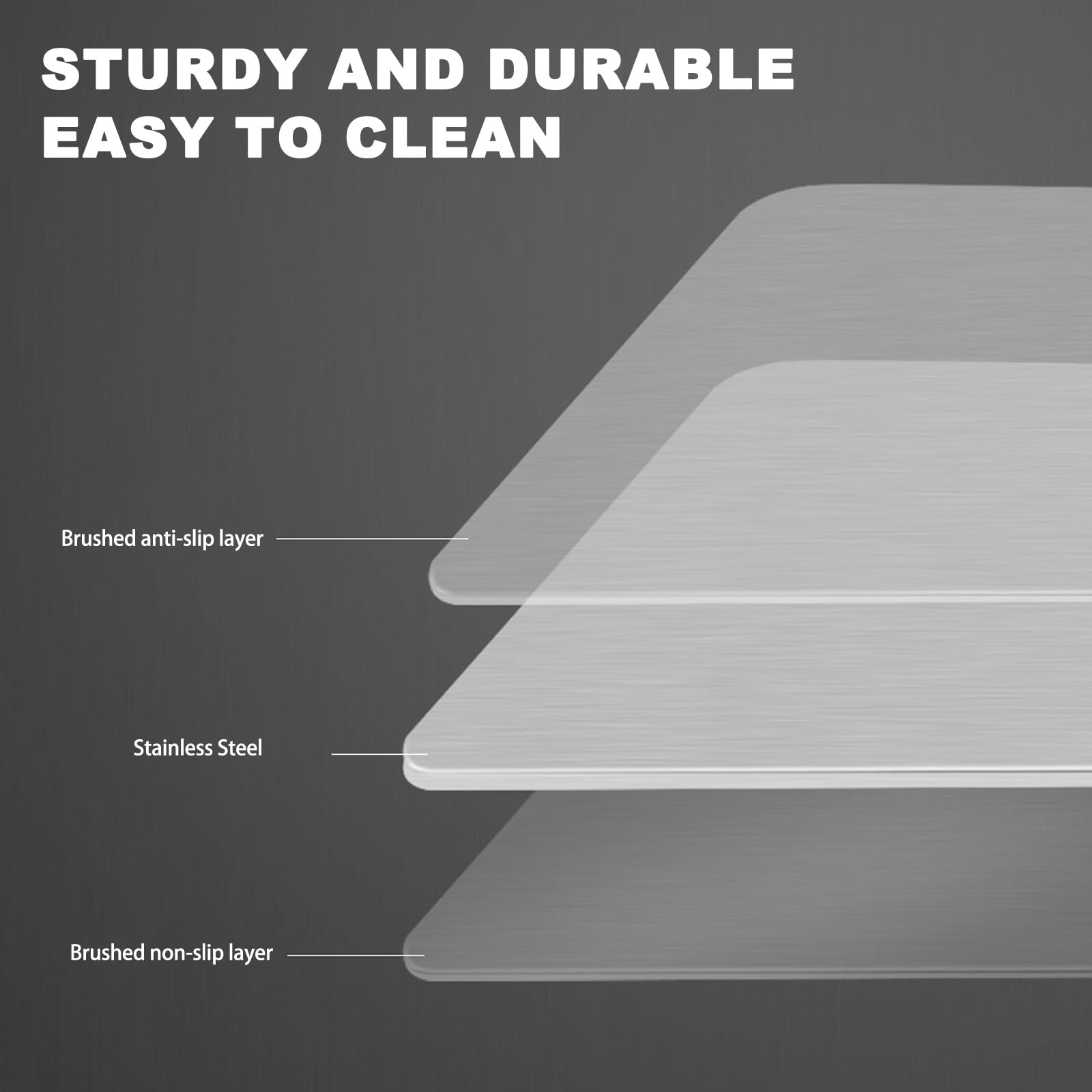 Tablas cortar diseño curvado, tablas cortar multifuncionales for cocina,tablas cortar de acero inoxidable antideslizantes, disponibles por dos lados,fáciles limpiar, aptas for amasar(76*51cm/29.96*20i
