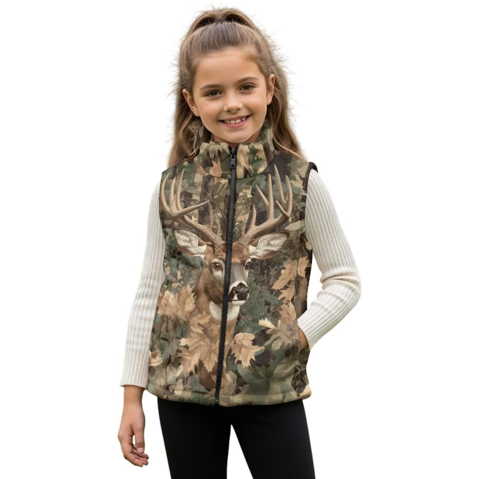 Dolyues Gilet de chasse en polaire chaude pour garçon avec poches et fermeture éclair intégrale 2 à 12 ans