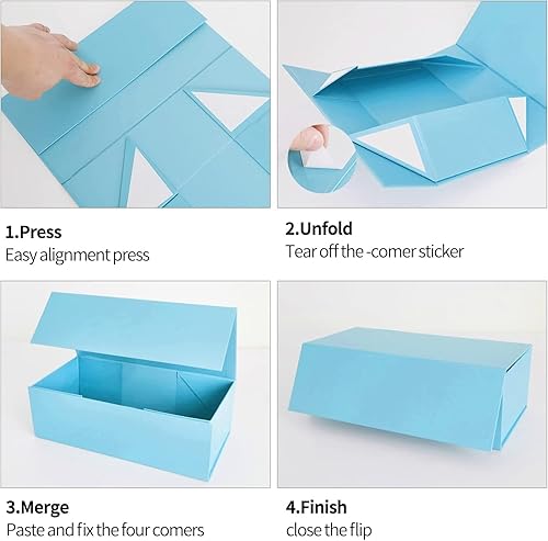 Miniatura 4 de Caja de regalo de 10 x 6 x 3 pulgadas con tapa de cierre magnético, cajas de regalo para regalos, caja de regalo de dama de honor, bonita caja de