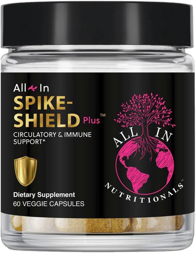 All In Nutritionals Spike‑Shield Plus – Proteolytic Enzyme & Circulatory Support Supplement – NAC, Bromelain & Nattokinase with Curcumin, Black Cumin Seed & Olive Leaf – 60 Veggie Capsules