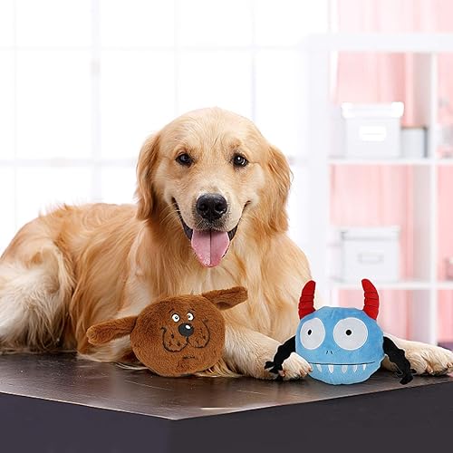 Miniatura 2 de NAMSAN Giggle - Juguete de peluche interactivo para perros, juguete chirriante con bola de activación de salto para perros que juegan (monstruo
