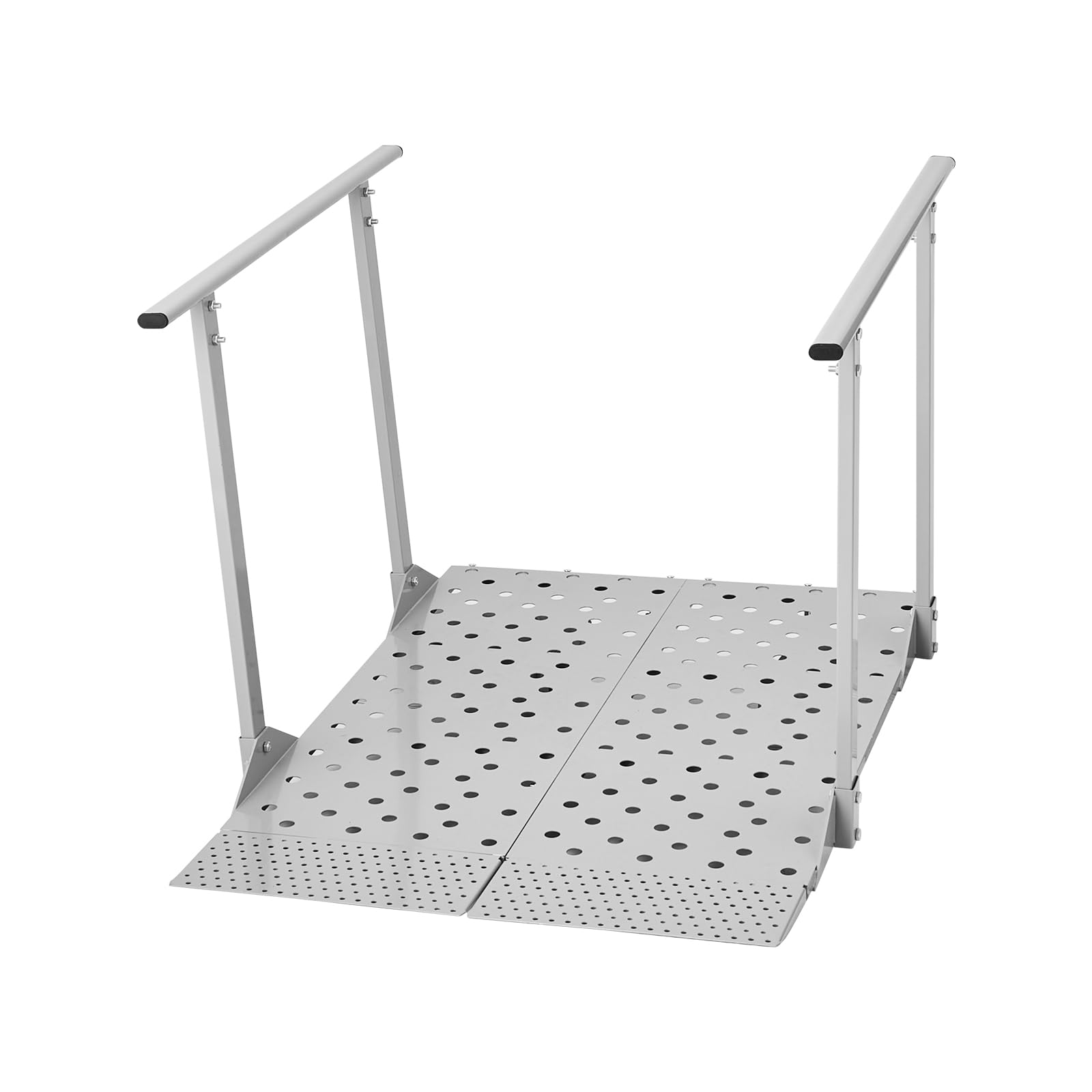 VEVOR Rampa para Silla de Ruedas con Pasamanos 1140 x 850 mm, Rampa de Umbral de Acier au CarboneAntideslizante, Capacidad de 199,6 kg para Escalones, Puertas, Bordillos, Scooters, Uso Residencial