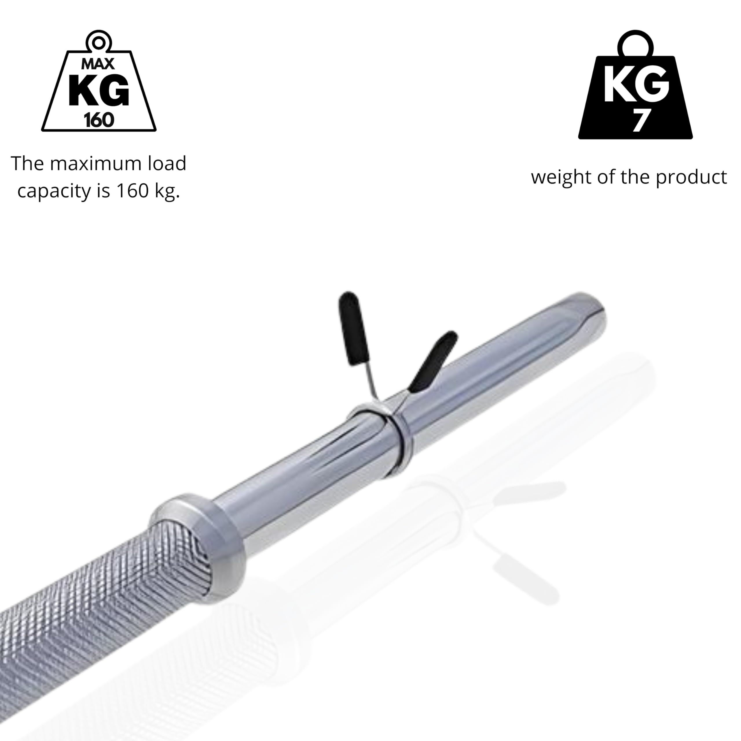 Bilanciere Palestra in Acciaio con Fermadischi Inclusi - Bilanciere 25mm Cromato 180 cm (7 KG) - Attrezzi Palestra Casa - Fitness Home Gym - Allenamento a Casa ottimale