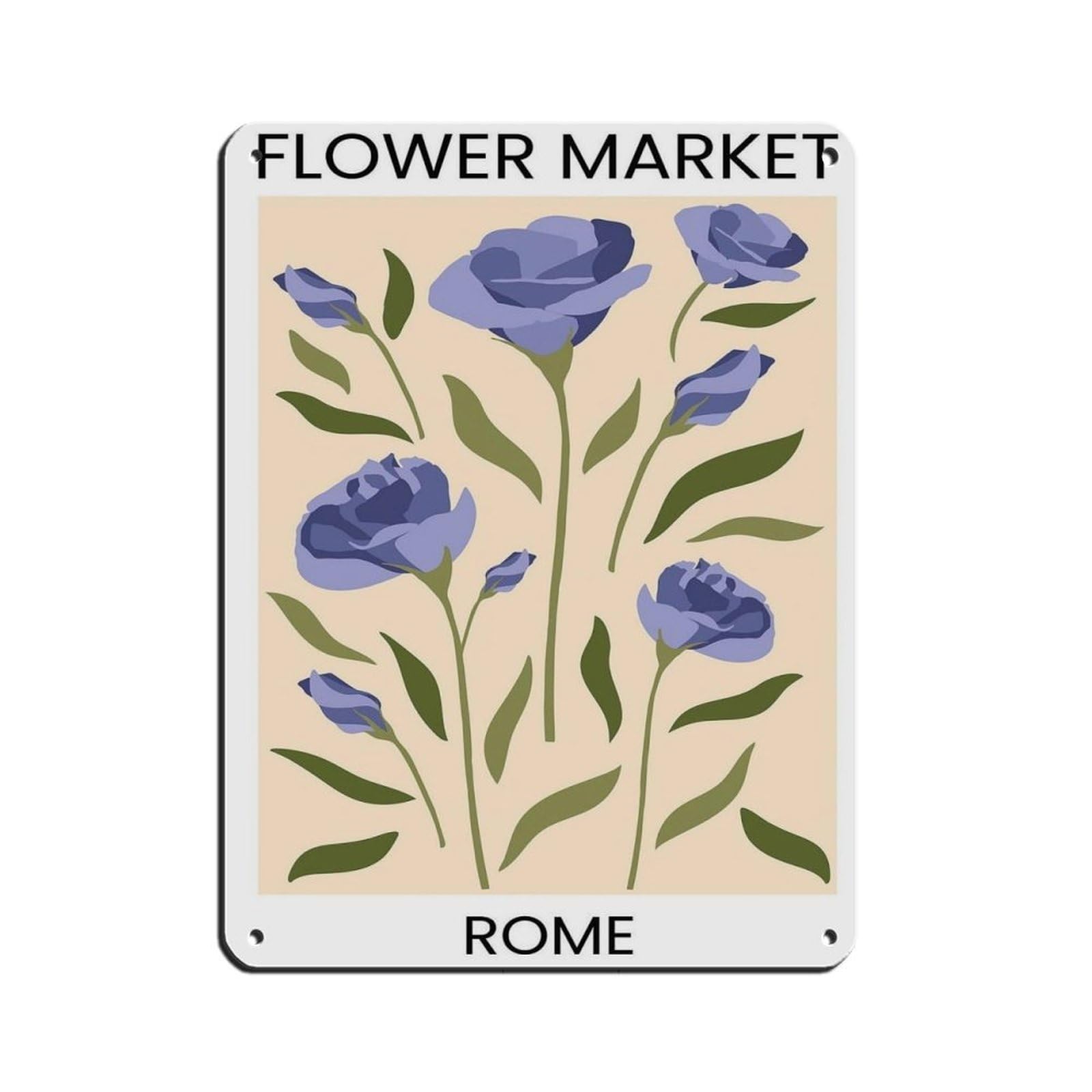 Rome Travel Poster, Abstract Flower Poster Tin Sign Vintage Metal Pub Club Cafe Bar Home Wall Art Decoration Poster Retro 12x16inch(30x40cm)