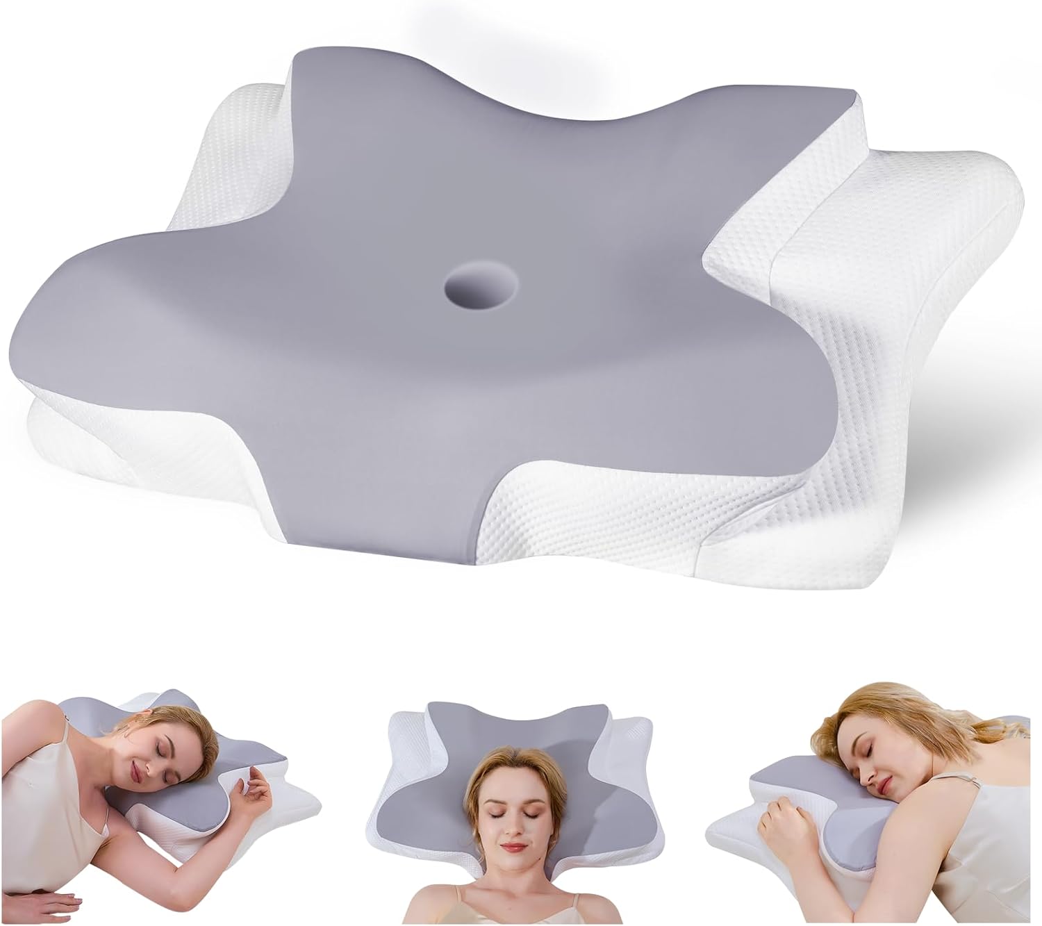 Memory Foam PILOW Relief Pillow，Memory Foam ErgonomicPillow, Man & Women Cervical Neck Pillowfor Neck Pain Relief, Side Sleeper Pillow for Office, Travel &Home