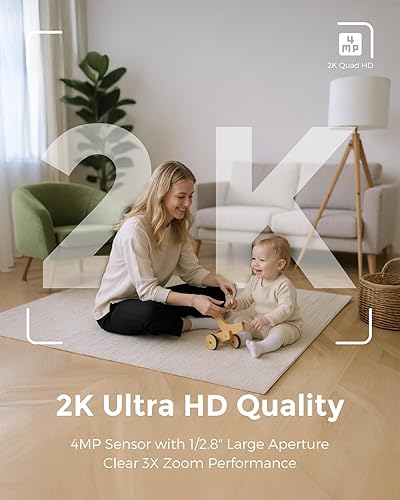Miniatura 2 de Devo Cámaras inteligentes de interior para seguridad del hogar 2K, 355 Pan-Tilt Human Pet Dog Baby Monitor Cámara con aplicación de teléfono, cámara