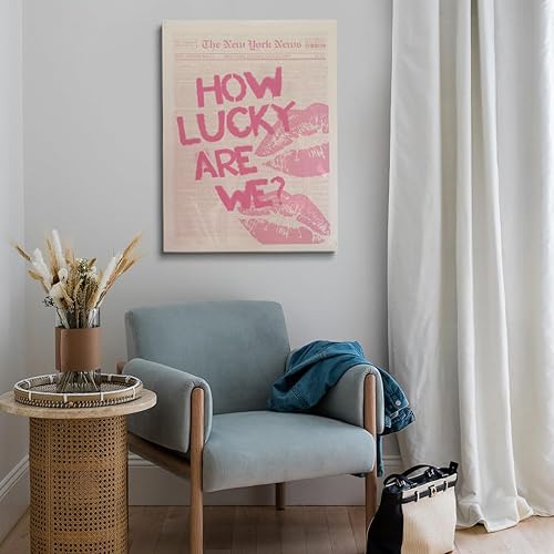 Miniatura 5 de Impresión artística moderna de labios rosados, arte retro estilo periódico, póster de labios de la suerte para decoración de dormitorio