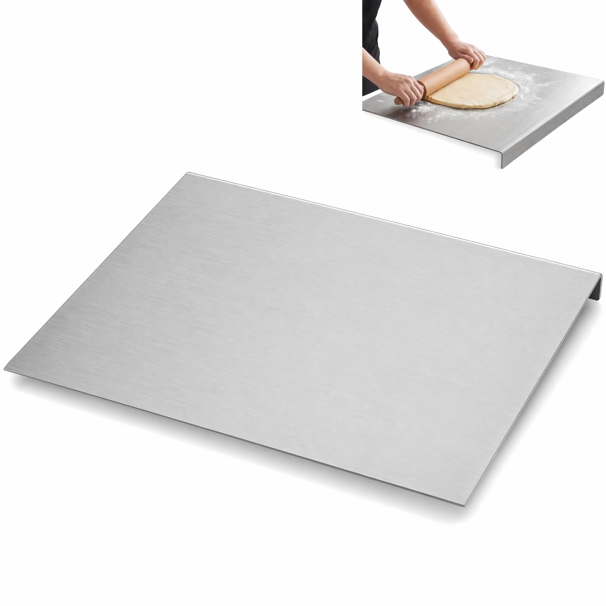Stainless Steel Chopping Board, 40 x 30 cm Cutting Board with Lip