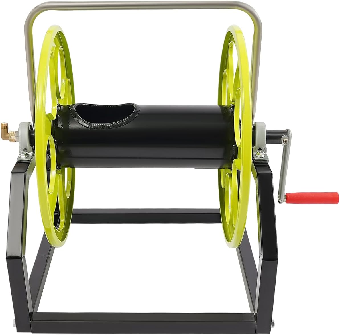 Hose Reel Garden Hose Reel Metal Hose Reel, Iron Cast Iron Copper Spray Painting 360° Nozzle 180° Reel, 328.1ft 0.55in Capacity Wall/Floor Mount, Home Garden