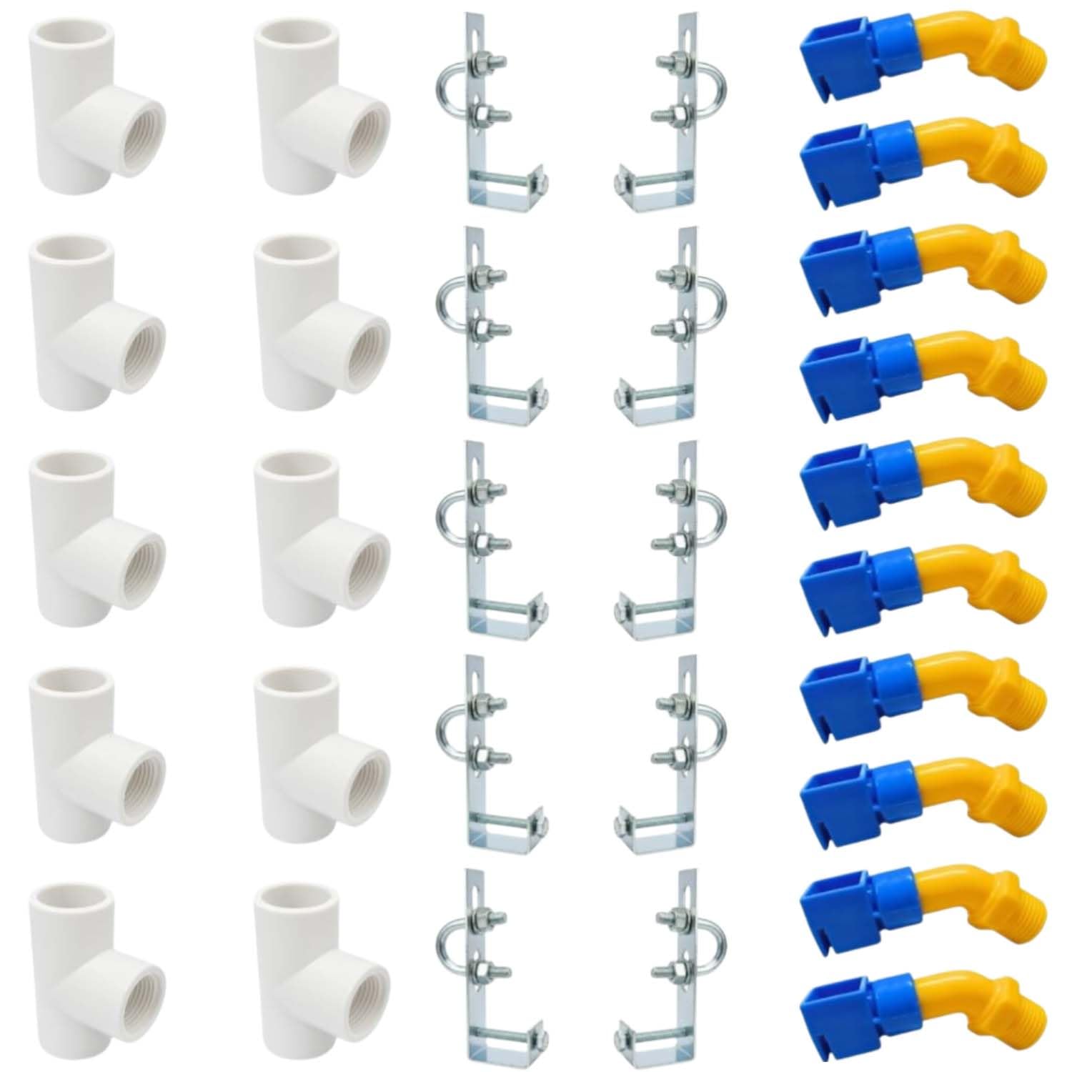 Ascension Solar Panel Cleaning Kit (Set of 10) with (10pc) 1/2 Inch PVC Nozzles, (10pc) PVC T Connectors & (10pc) L-Type Clamps for Rooftop Automatic Solar Panel Washing & Maintenance System-image-45