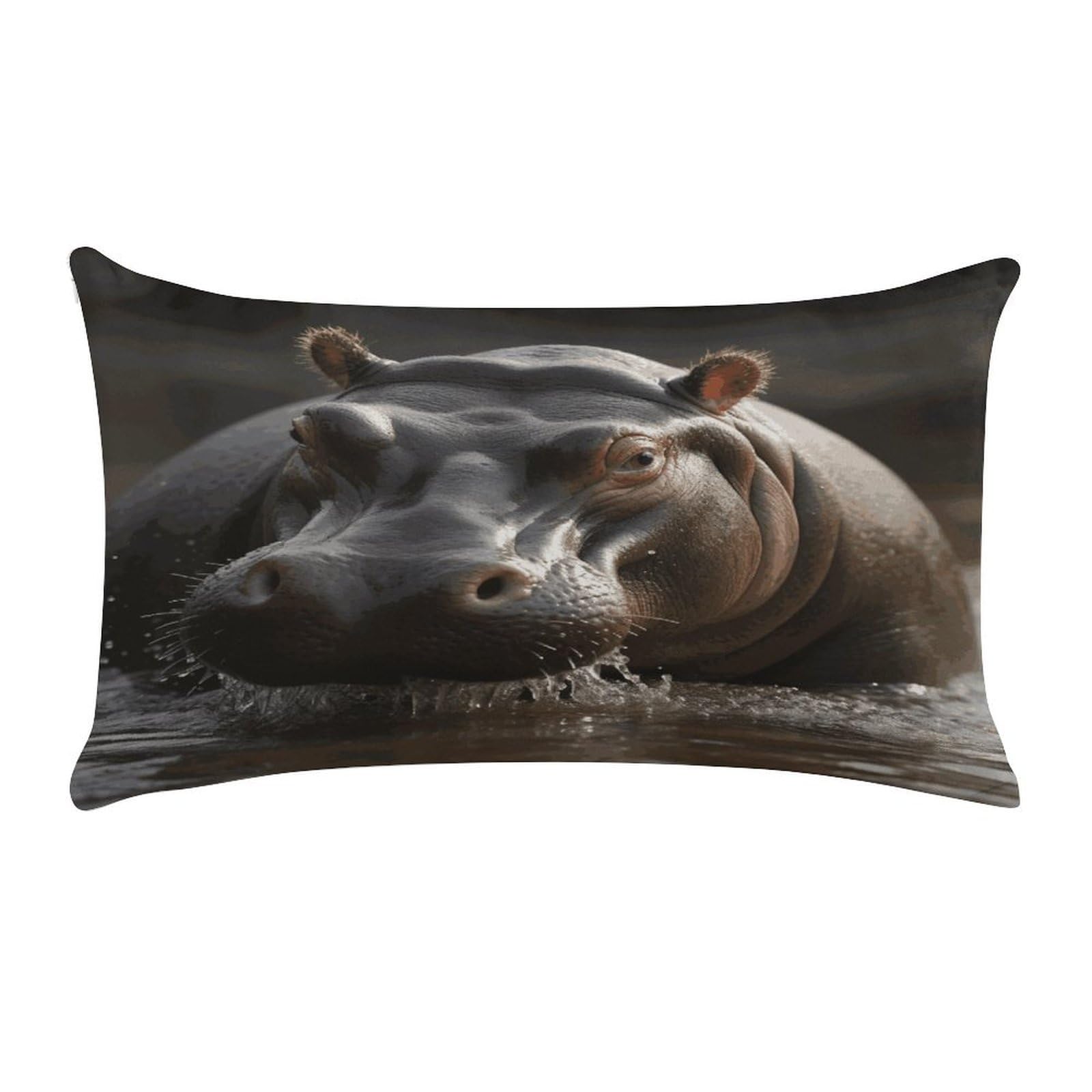 FekiLoot Hippo Pillow Covers Short Plush Pillowcase with Zipper Cozy Soft Rectangular Throw Pillow Case Luxury Style Cushion Cases Decorative Lumbar Pillow Shell 12" X 20"