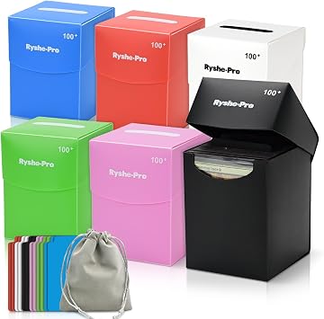 6 Pack 100+ Double-Sleeved Card Deck Box for MTG, Colorful | Commander Deck Box with 12 Dividers & 1 Dice Bag, Bulk Trading Card Storage Box for Magic/CCG/TCG/PTCG, Sports Cards