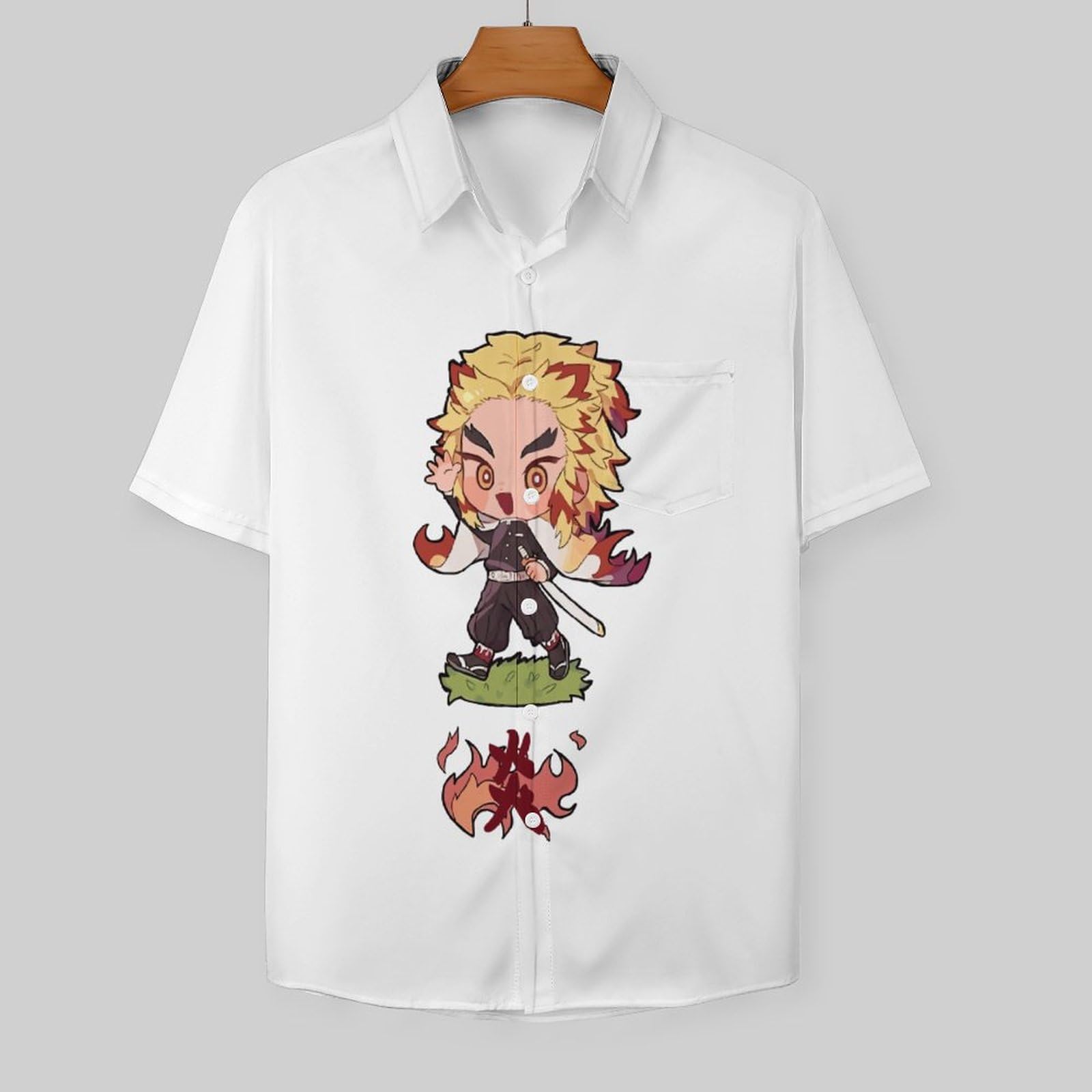 Amazon.co.jp: シャツ メンズ 鬼滅の刃 煉獄杏寿郎 アロハシャツ