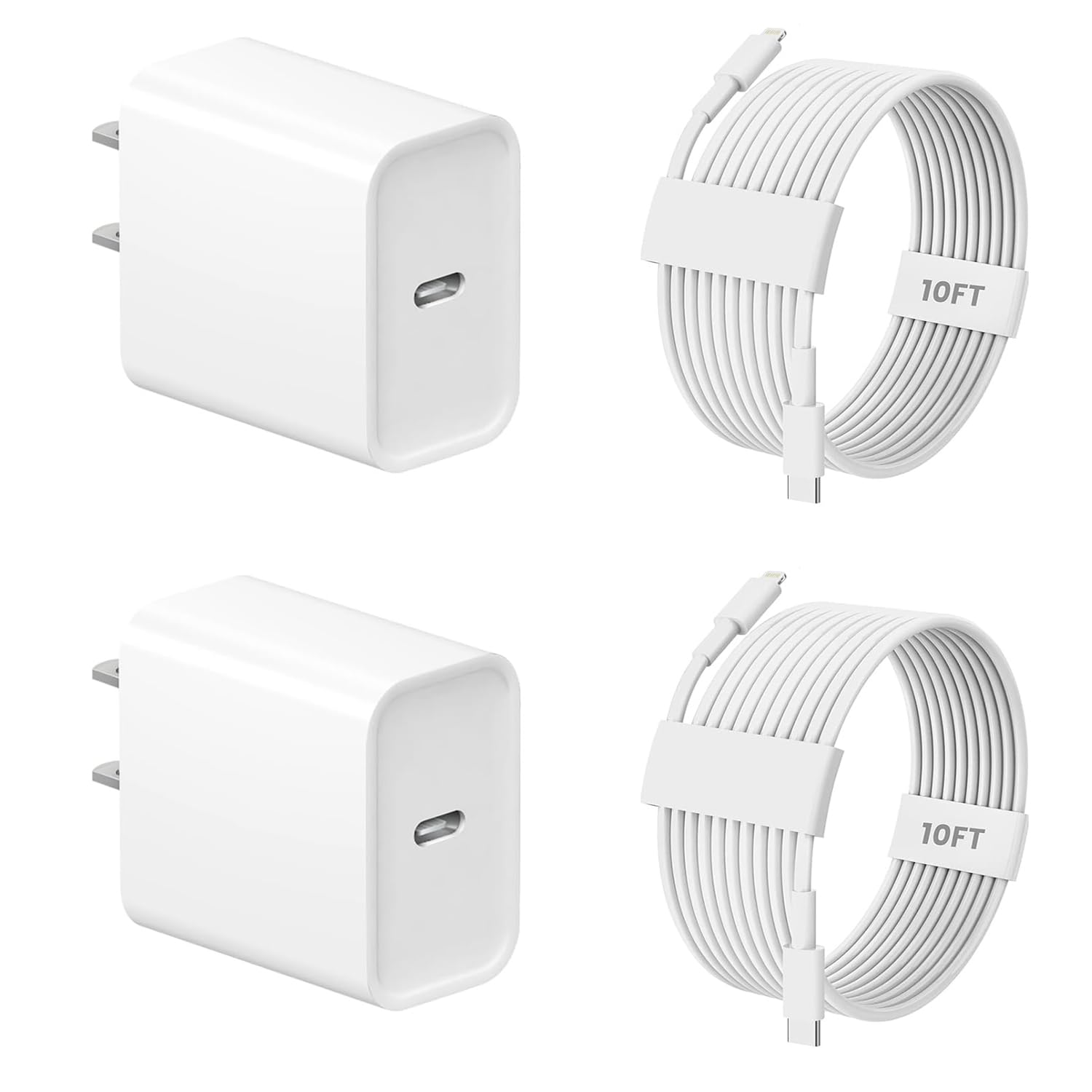 iPhone Charger Fast Charging 2Pack USB C Wall Fast Charger Block Adapter 10FT Long Type C USB C