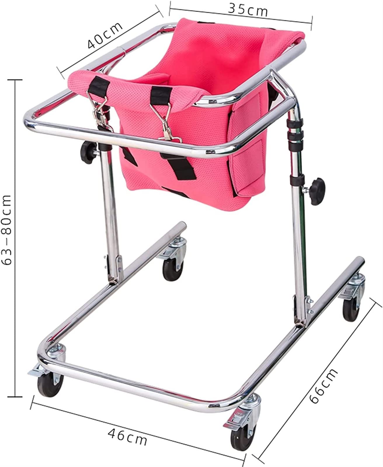 Entrenador de marcha, andador para rehabilitación infantil, 4 ruedas, para niños pequeños, niños, adolescentes con necesidades especiales, parálisis cerebral, duradero, altura ajustable