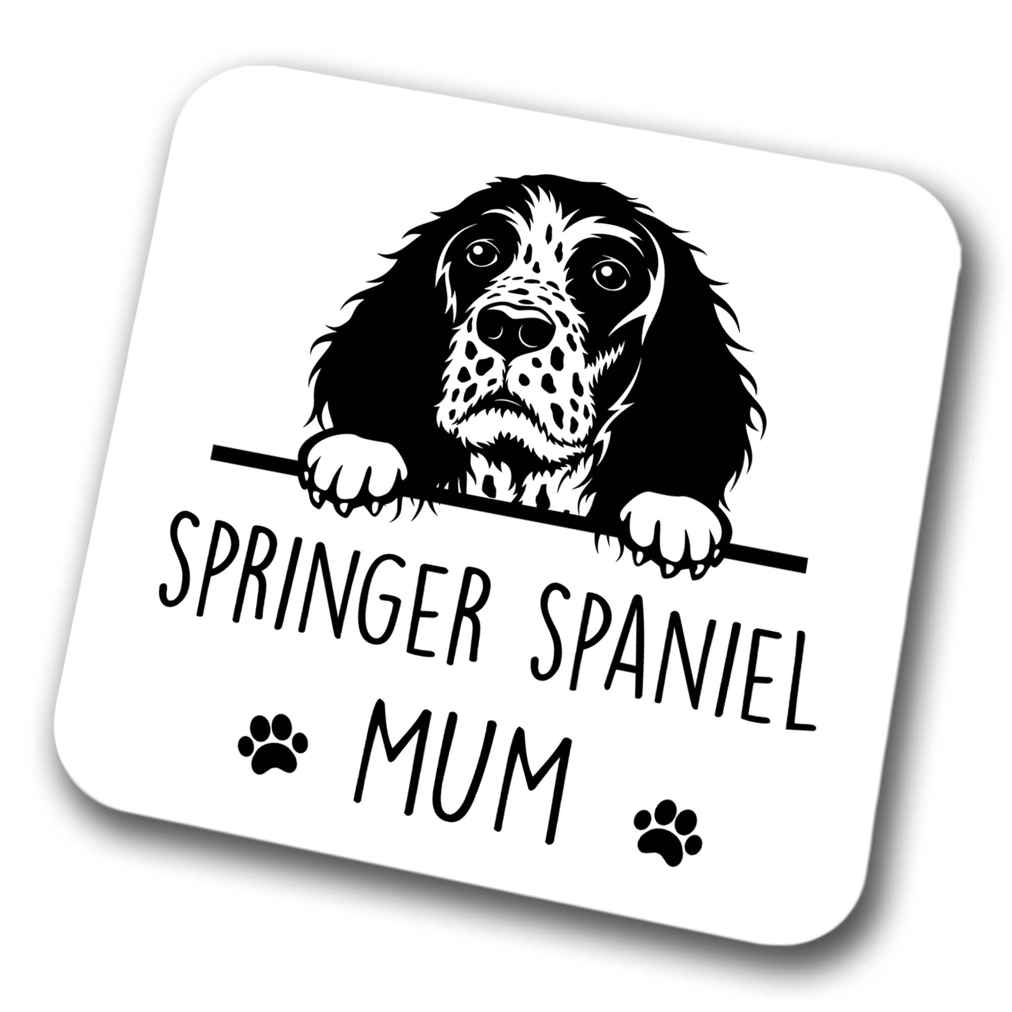 Springer Spaniel Mum Coaster Pet Present Springer Spaniel Dog Mum Dad Friend Joke Funny Gift Birthday Christmas, Hardboard Coaster