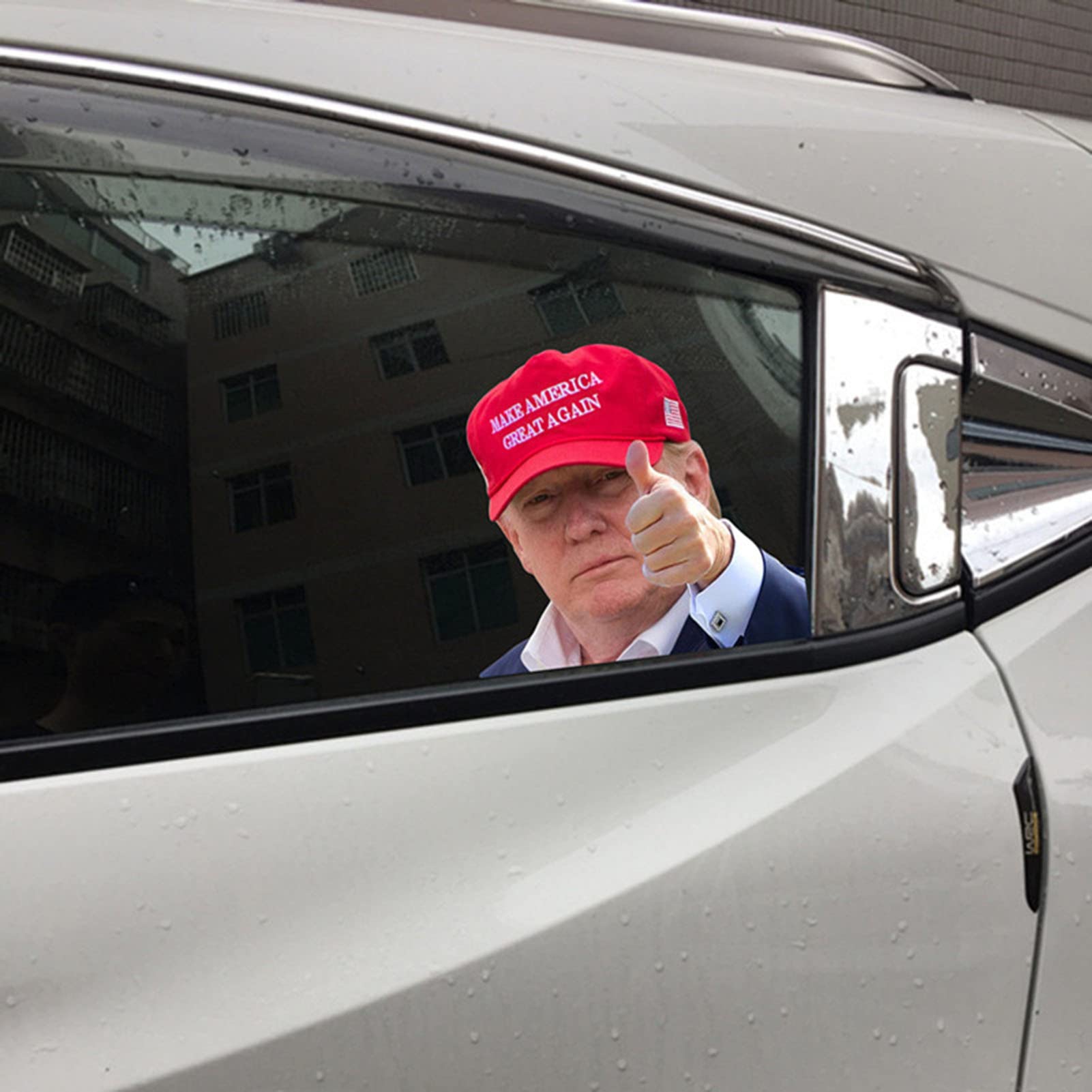 Trump Car Window Sticker, Waterproof Trump Presidential Window Cling, Auto Transparent Glass Decal, Funny Stickers Trump Decals Decoration, Easy Removal, for Vehicles Decor and Gift