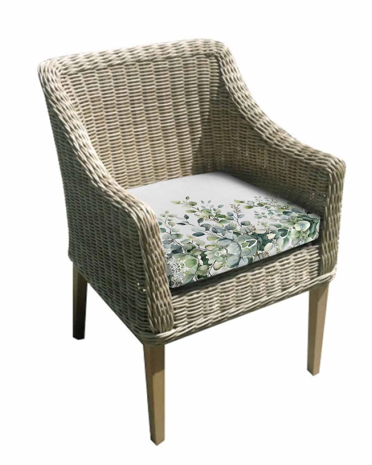 2 Pack Eucalyptus Leaves Waterproof Cushion Covers with Ties, Outdoor Patio Chaise Lounge Chair Seat Cushion Slip Covers Replacement(Only Cover) Summer Vintage Rustic Botanical 22