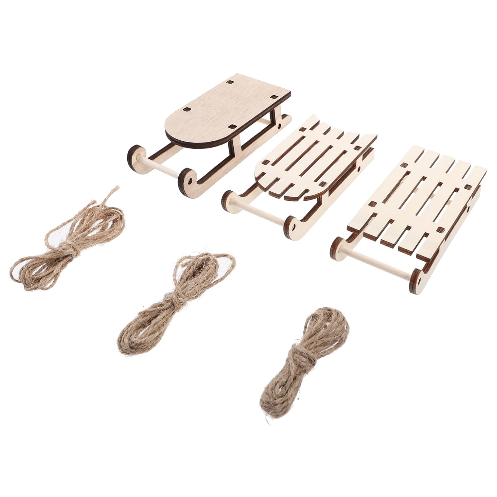 Cabilock 4 Sätze Miniatur Holzschlitten Unbemalte Weihnachtsdekoration Für Kreative Bastelideen Für Tischdeko Und Festliche Anlässe 12 Stück * 4