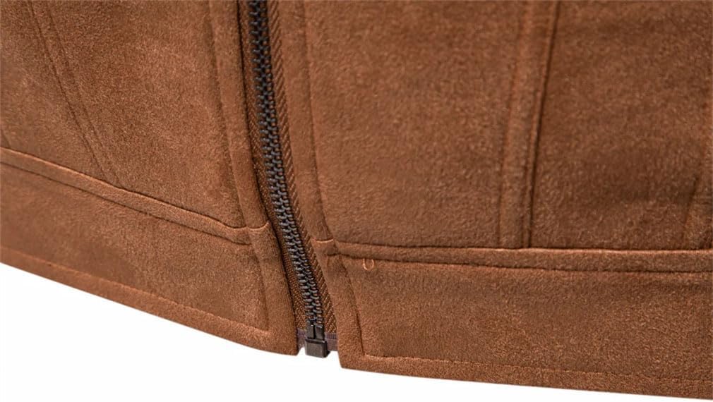Mens Suede Turn Down Collar Jacket Casual Business Faux Leather Trucker Jackets Coat for Men