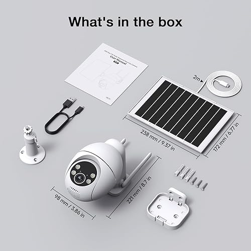 Miniatura 8 de Cámara solar inalámbrica para exteriores, visión nocturna a color 2K, AOV (siempre en video) cámara de seguridad inalámbrica para exteriores,