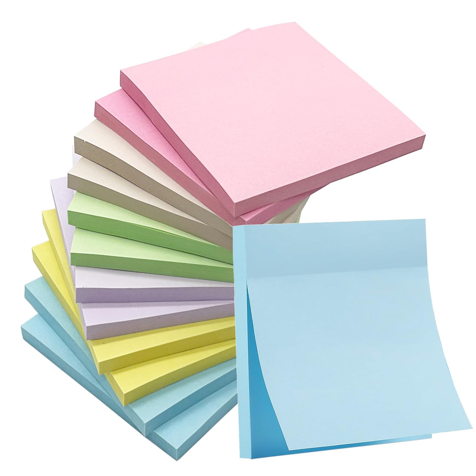 Sticky Notes 76x76mm, 720 Sheets, 6 Pastel Colors Sticky Memo Pads, 12 Pads