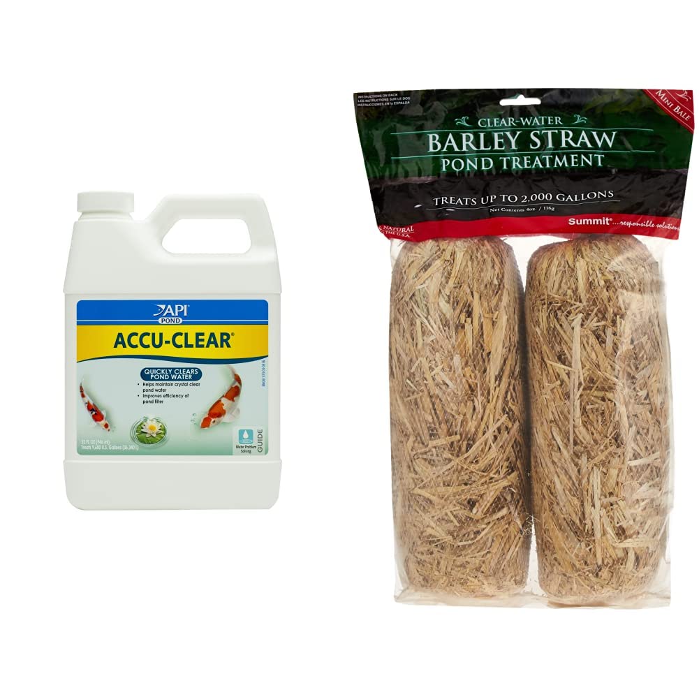 APIPond ACCU-Clear Pond Water Clarifier 32-Ounce Bottle and Summit...Responsible Solutions Summit 130 Clear-Water Barley Straw Bales, 2-Pack