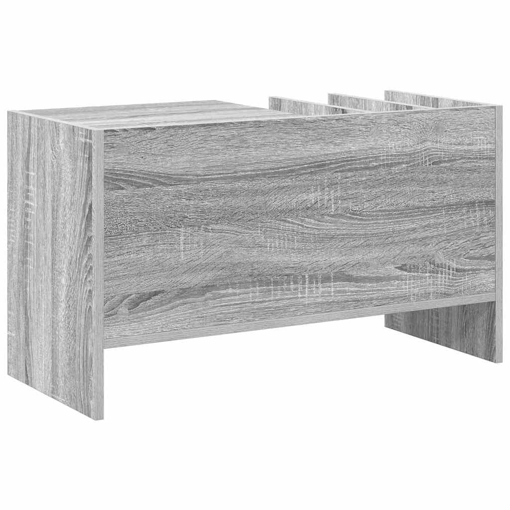 Armario para discos de vinilo con estante, madera Sonoma gris, 78,5 x 35 x 45 cm, 6 estantes, mueble multimedia, salón, aparador para vinilo y CD