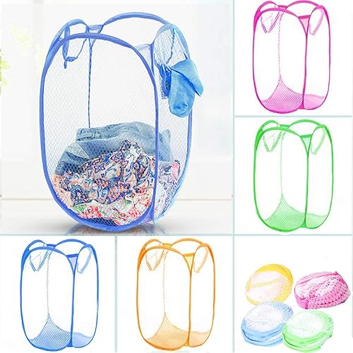 Miniatura 7 de Qtopun Cesta de malla para lavandería, paquete de 4 cestas plegables portátiles para ropa sucia para dormitorio, habitación de los niños, dormitorio