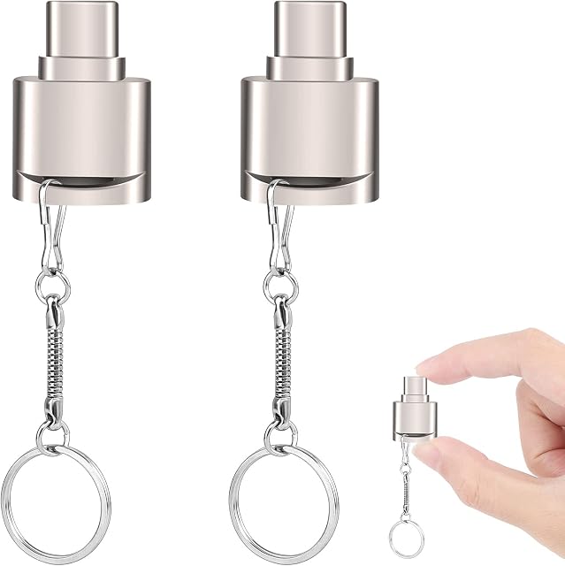 2Pcs Type-C Memory Card USB Adapter USB C Micro SD Card Reader Camera Memory Card Reader with Chain Plug and Play for Micro SD Card/TF Card