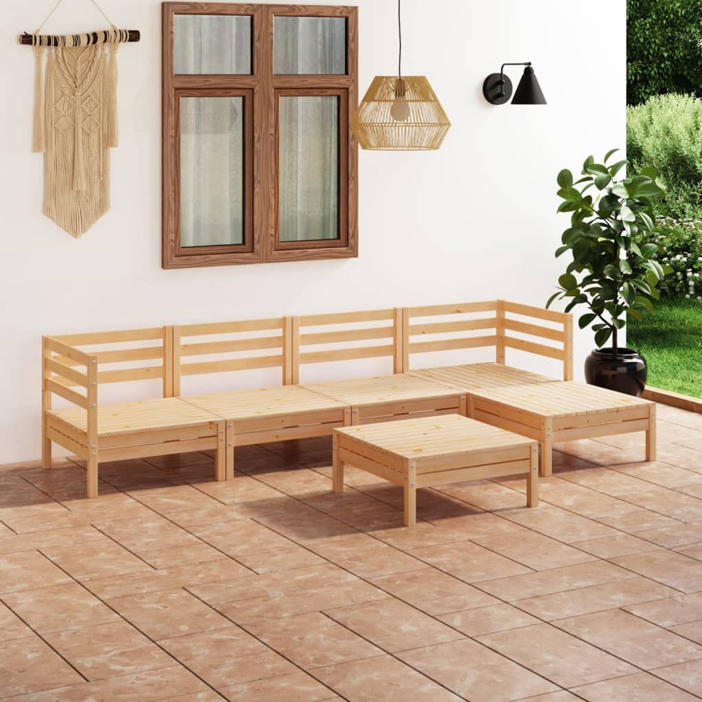 vidaXL Bois de Pin Massif Salon de Jardin 6 pcs Mobilier de Patio Ensemble de Meubles de Terrasse Meubles d'Extérieur Mobilier de Jardin
