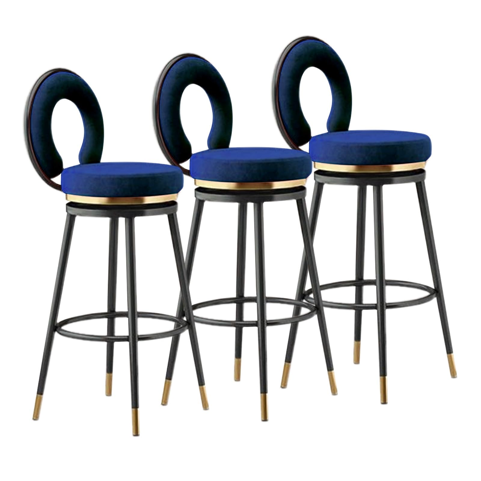 Taburetes de Bar giratorios de Terciopelo Azul de 75 cm de Altura, Juego de