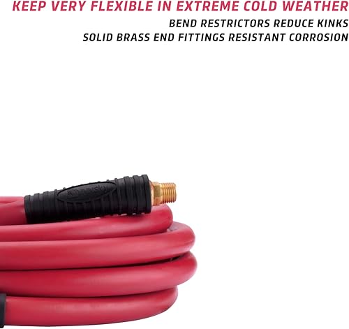 Miniatura 3 de WYNNsky Manguera del compresor de aire, Material de caucho EPDM, Resistencia al aceite, Resistencia al ozono, 38 pulgadas × 25 pies, Restrictores de