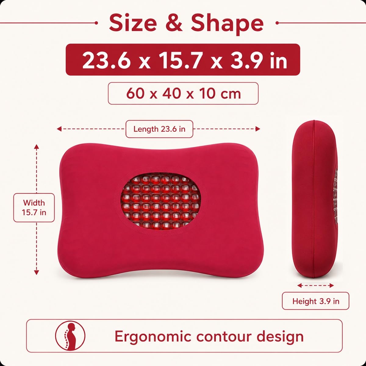 Cuscino Cervicale Ergonomico per Dormire in Gel Rinfrescante 60x40x10 cm | Guanciale Letto Traspirante con Federa Lavabile, Supporto Collo e Spalle per Fianco, per l'uso in casa.(Green)