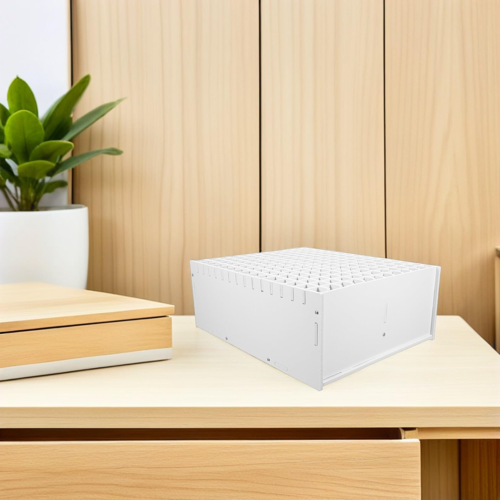 Portapenne da Scrivania 180 Scomparti in Legno per Pennarelli | Bianco, per Studio e Ufficio, Design Salvaspazio, Facile Identificazione Colori e Manutenzione Semplice