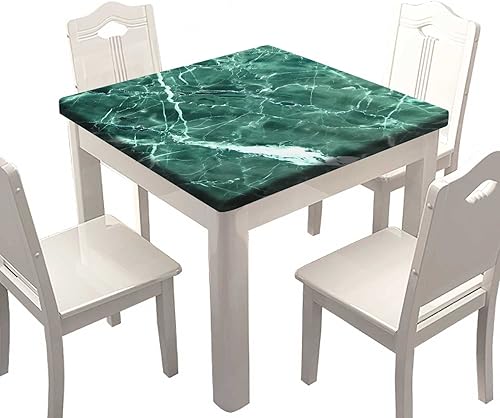 Miniatura 23 de SongYi Mantel cuadrado de grano de madera, textura de madera marrón, borde elástico, decoración del hogar, cubierta de mesa de poliéster, Grano de