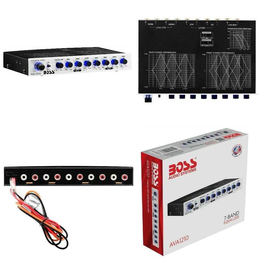 1 equalizzatore compatibile con BOSS AUDIO SYSTEMS AVA1210 AVA 1210 a 2 vie processore di segnale attivo crossover a 7 bande ultra slim, 1 pezzo