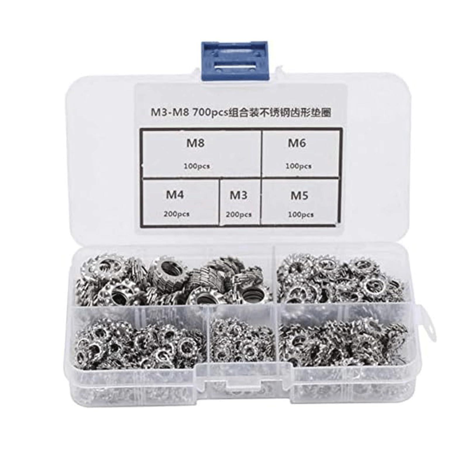 BKEKM 700 pz Rondelle Piatte M3/m4/m5/m6/m8 Rondella Piana Guarnizione a Stella Dentata Esterna in Acciaio Inox Serratura Seghettata Kit Rondella Piatta