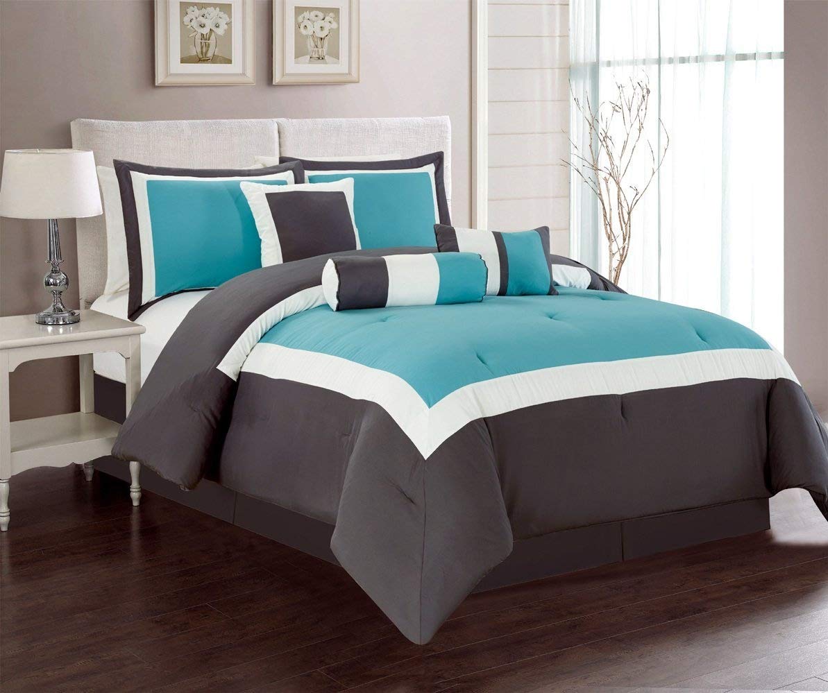 Grand Linen 5 Piece Oversize Aqua Blue Grey White Color | Desertcart  Seychelles, image size:1193x999