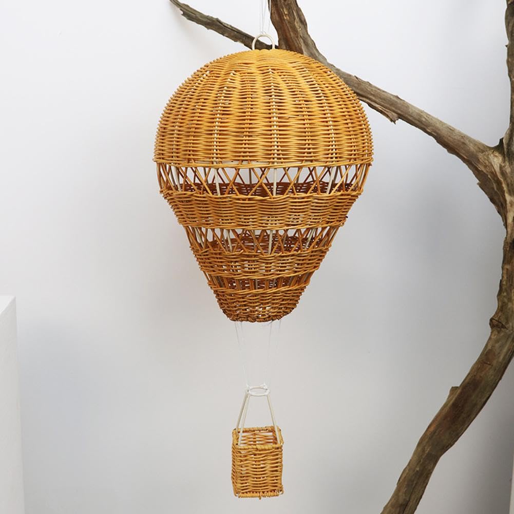 Mongolfiera Decorativa In Rattan Intrecciato – Ornamento Da Appendere Per Camera Bambini, Soggiorno O Eventi - 3