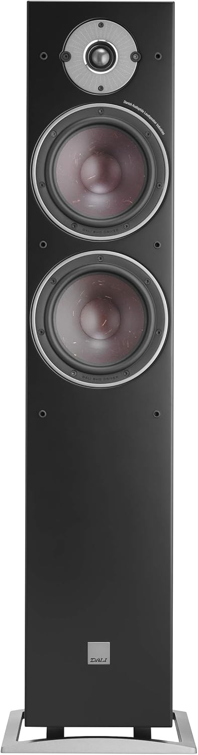 Close-up view of the DALI Oberon 7 speaker drivers, including the tweeter and woofer cones