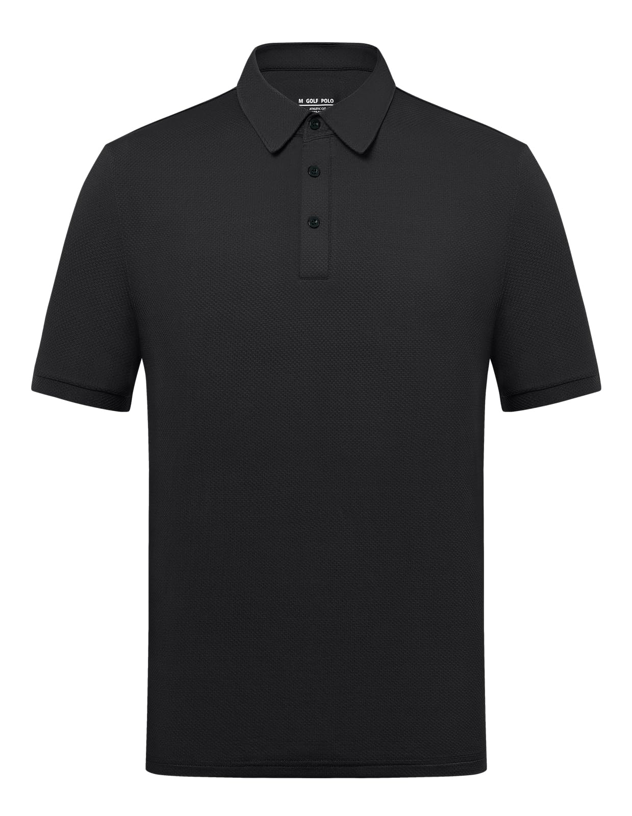 Men's Lightweight Golf Polo Shirt, Stretch Quick Dry Solid Tennis Shirt, Moisture Wicking Short Sleeve Dry Fit, Black Medium