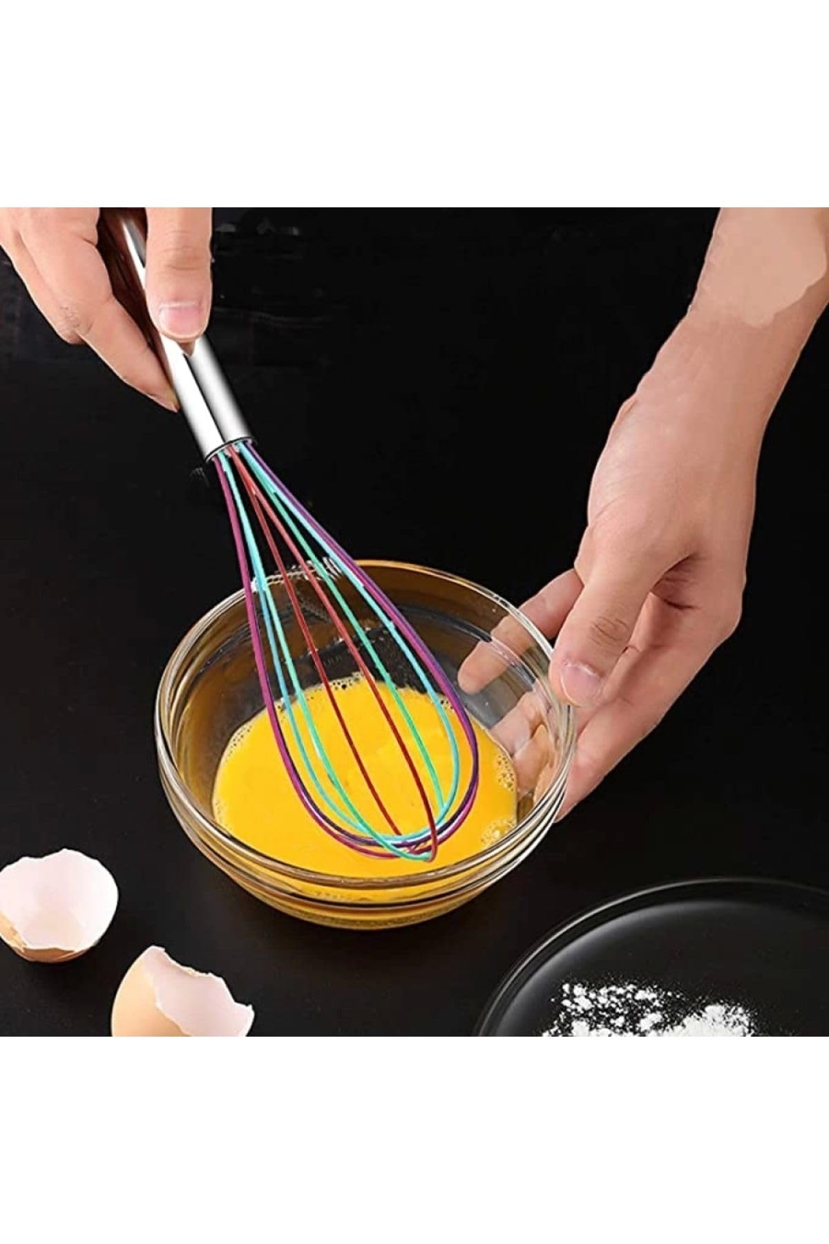 Yenigeldi 1 Adet Renkli Silikon Yapışmaz Çırpıcı Pratik Yumurta Çırpıcı Yemek Pişirmek Için (29 Cm),
