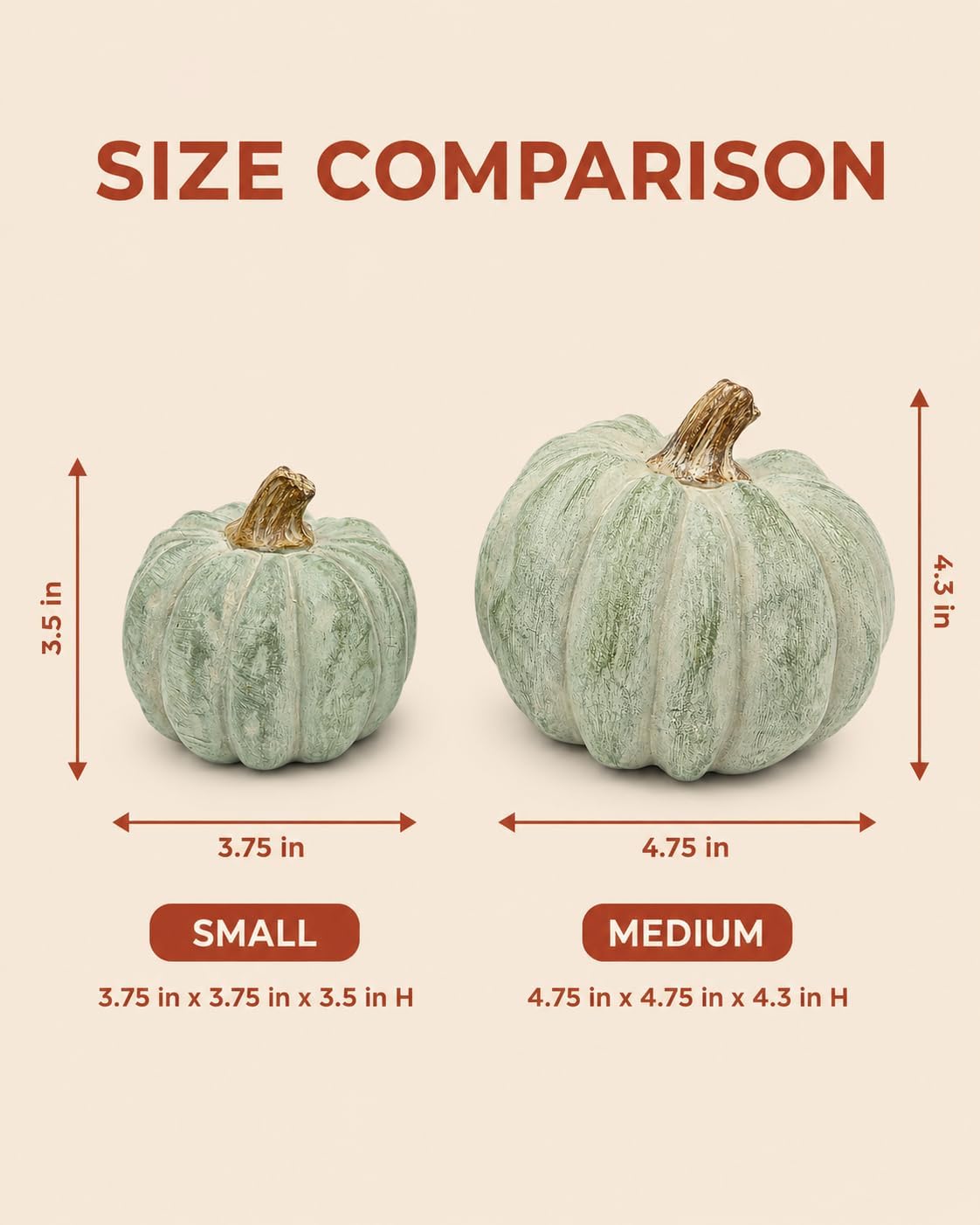 SHEHIM 3-Pack Fall Decor Decorative Resin Pumpkin Decorations Indoor