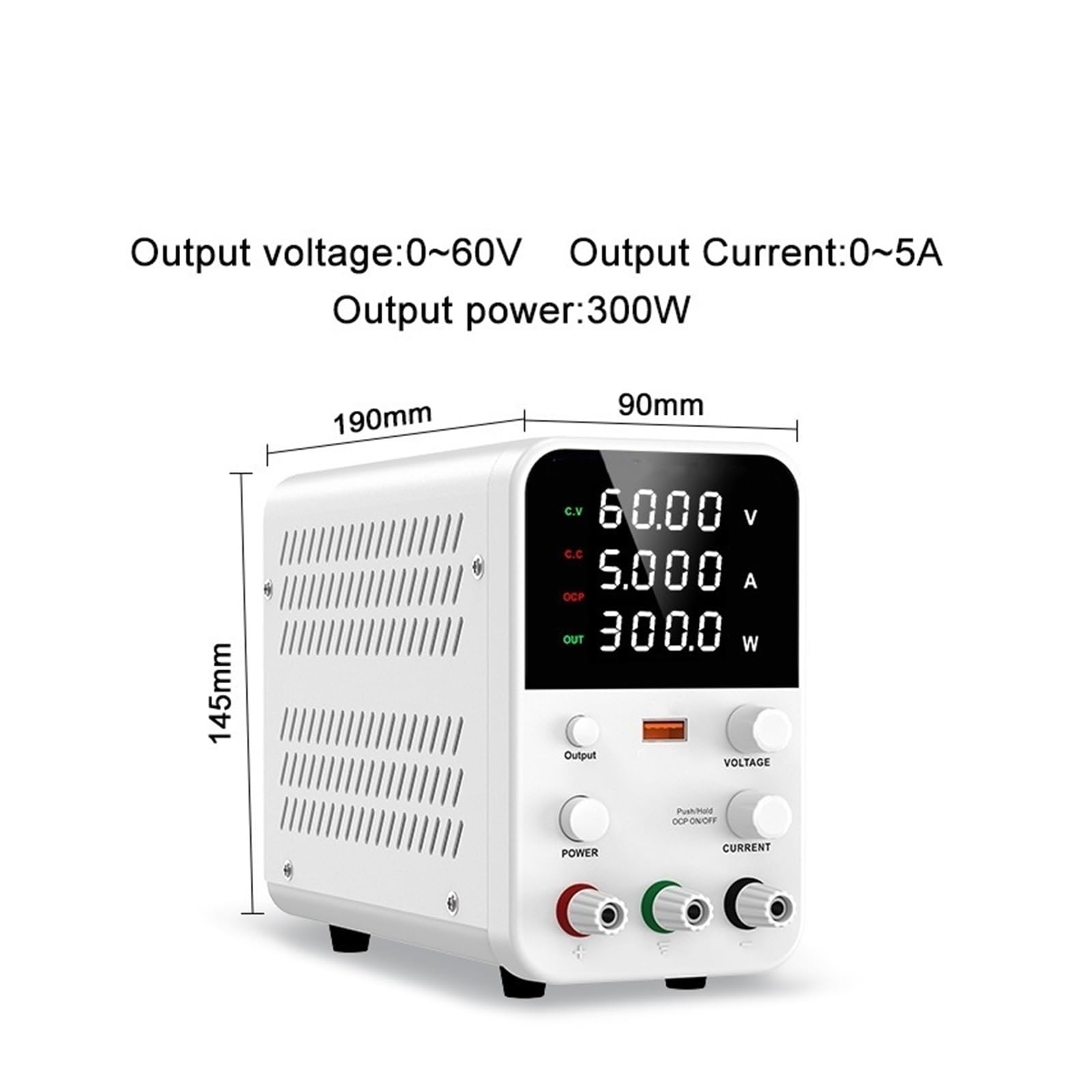 Fuente de alimentación conmutada CC, 30 V, 60 A, 120 V, Fuente de alimentación, Salidas 3 A, 5 A, 10 A(White 30V 5A)