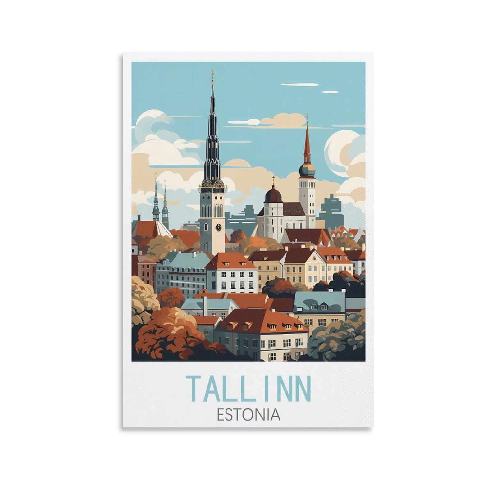 Meidai Unframe-Style Tallinn Estonia Vintage Travel Posters Landscape 08X12inch(20X30cm) Wall Art Picture Print Canvas Art Poster Modern Family Bedroom Decor Posters