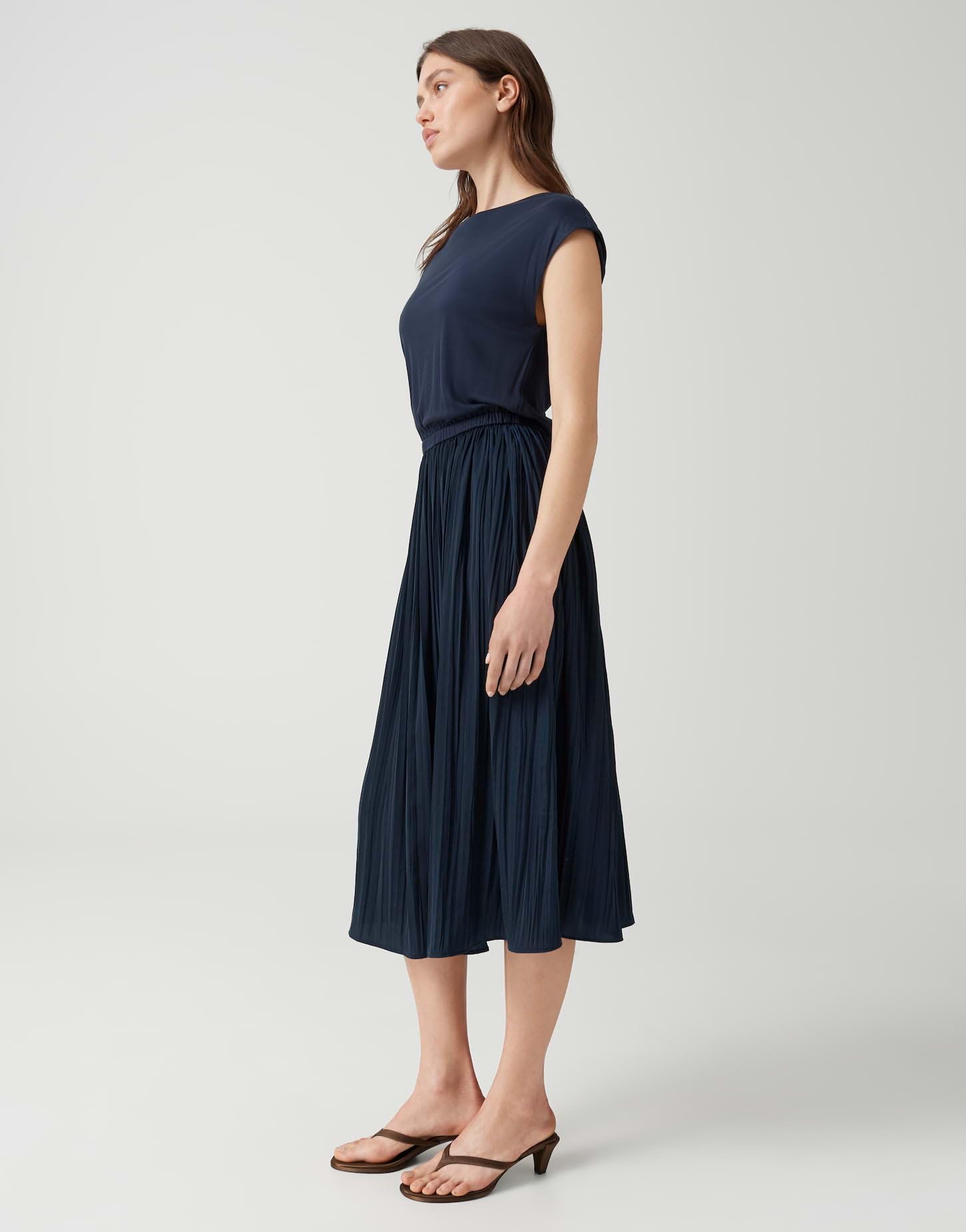 OPUS Damen Midikleid | Plissiertes Midikleid mit Jerseytop