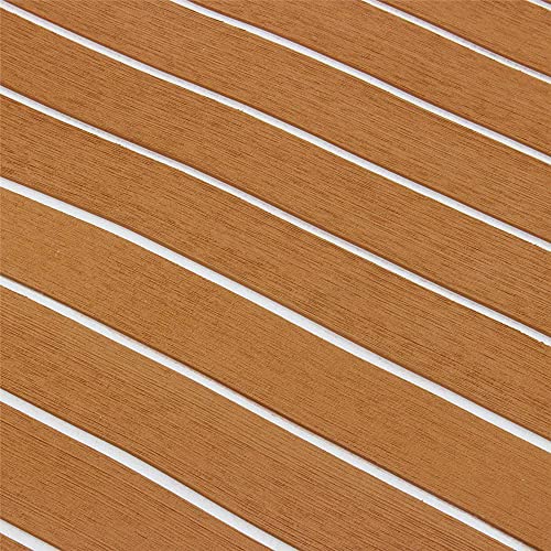 240x90cm Teck EVA Mousse Bateau Yacht Plancher Tapis Antidérapant Tapis de Pont Auto-Adhésif pour Planches de Terrasse de Bateau Sol de Camping-car Antidérapant Marron Cover